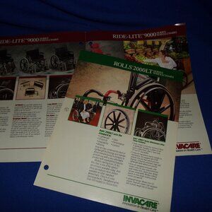 Vintage Invacare Push Wheelchair Color Brochures - Ride-Lite 9000 - Rolls 2000LT